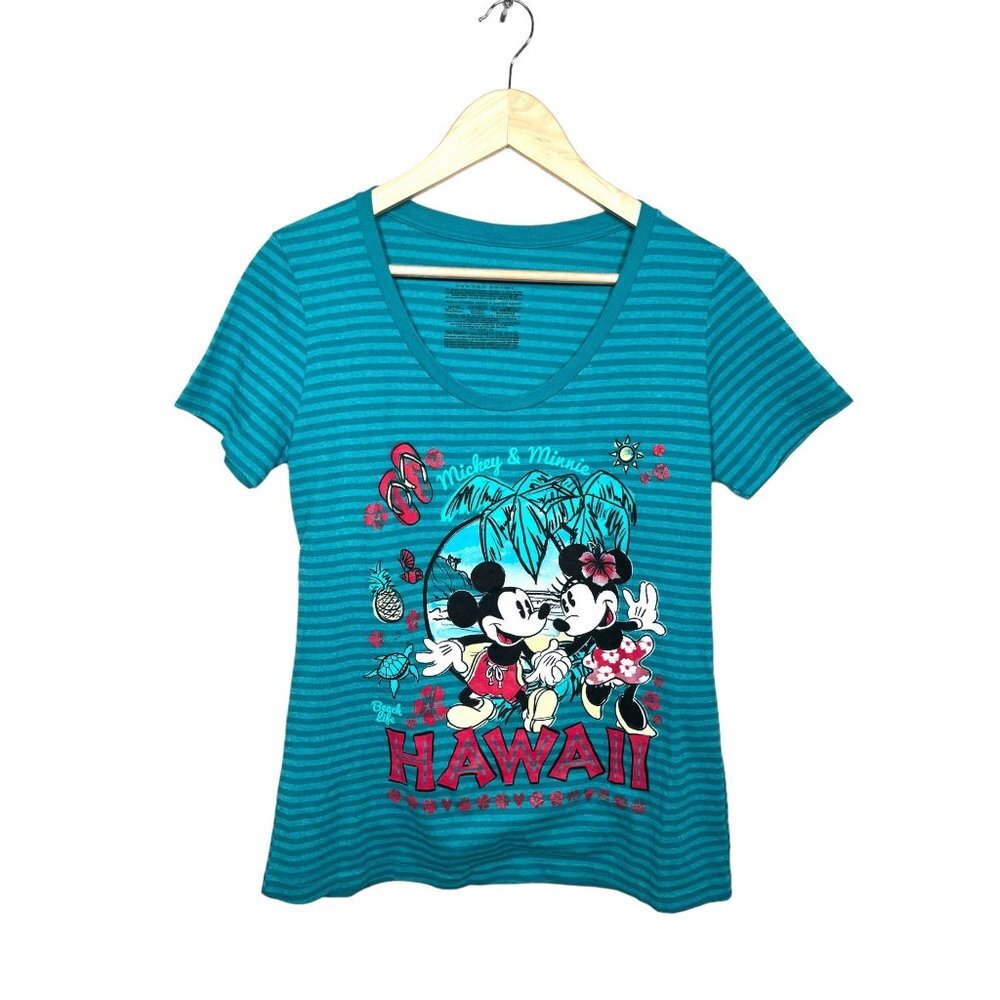 Disneyland‎ Store Hawaii Turquois womens Organic Cotton T Shirt sz L